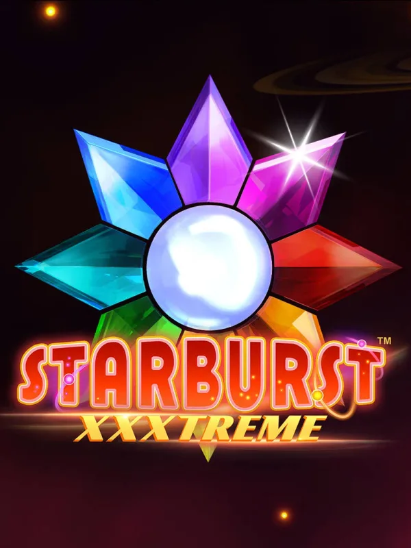 Leuchtend bunter Edelstein-Stern vor Planeten und Sternenhimmel im Hochformat &ndash; Starburst XXXtreme