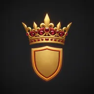 Goldenes Kingmaker Wappen mit Krone und Schild